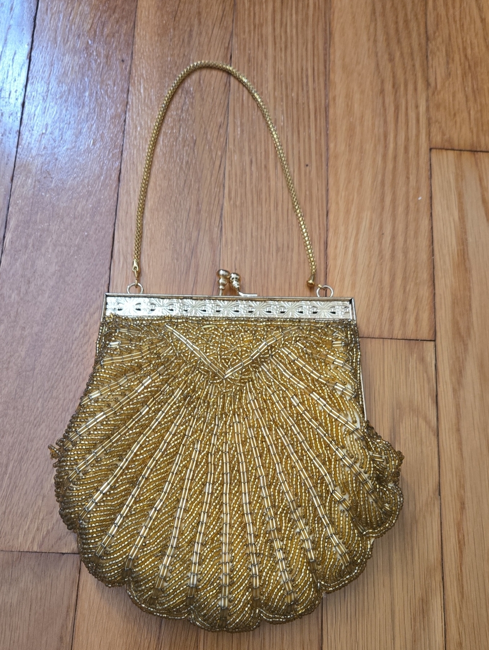 Vintage Gold Beaded Evening Handbag